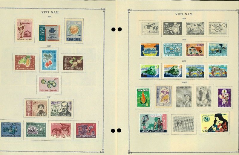 Viet Nam 1956-1975 M&U Hinged on 20 Scott International Pages.