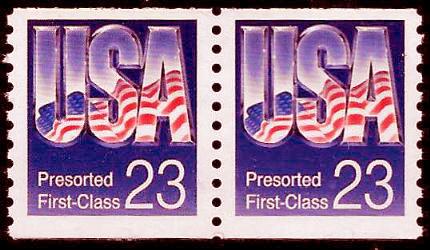 Scott 2608   23¢ USA Presorted First Class Coil Pair, MNH