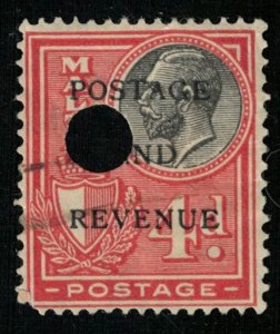 Malta, 1928, King George V and Coat of Arms Stamp, 4d, YT #144 (T-6746)