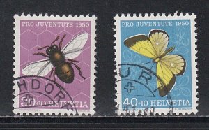 Switzerland # B199-200, Bee & Butterfly, High Values, Used, 1/3 Cat.