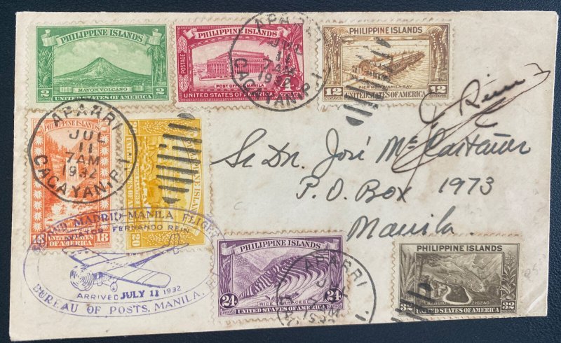 1932 Cagayan Philippines First Flight Airmail Cover FFC To Manila Pilot Signed