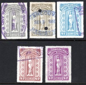 van Dam BCL41 - BCL45, Ninth Series SET, Used, British Columbia Revenue