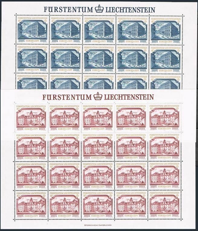 Liechtenstein 636-637 sheets,MNH.Michel 692-693. EUROPE CEPT-1978.Palace,Castle.