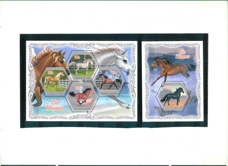 Ivory Coast 2018 - HORSES - M.S. + S.S - MNH