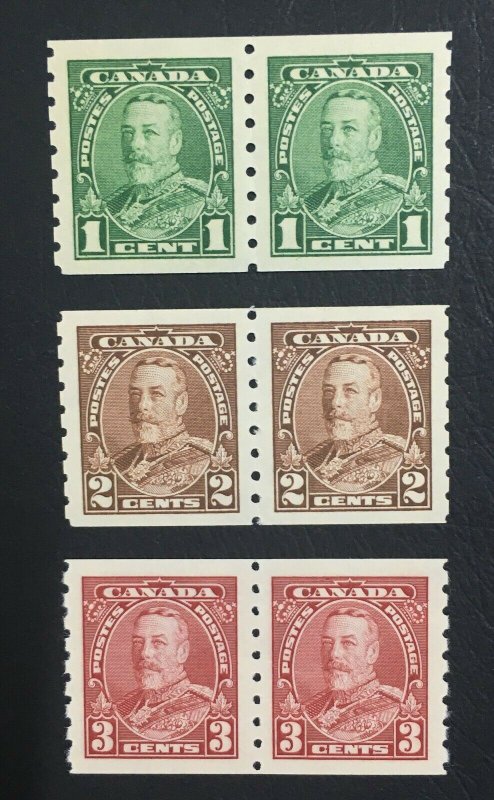 MOMEN: CANADA SC #228-230 1935 COIL PAIRS MINT OG NH SUPERB LOT #60550