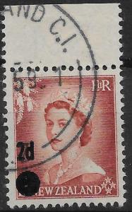 NEW ZEALAND SG763b 1958 2d ON 1953 1½d BROWN-LAKE USED