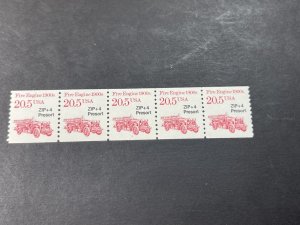 U.S.# 2264-MINT/NH--PLATE # COIL STRIP OF 5--(P#1)---ZIP + 4-PRESORT--1988