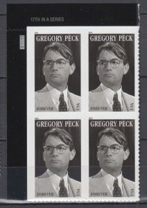 ​(J) USA Sc#4526 Legends of Hollywood Gregory Peck Plate Block x4 MNH