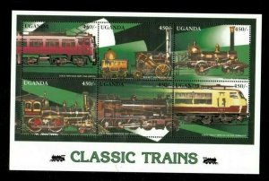 Uganda 1996 - CLASSIC TRAINS - Sheet of 6 (Scott #1435) - MNH