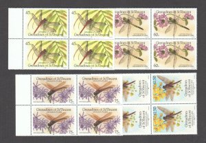 ST. VINCENT 1986 Lovely Dragonflies & Flowers (4v Cpt, B/4) MNH