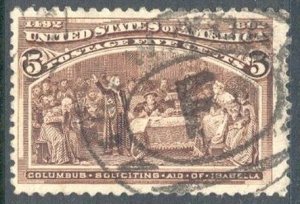 US Stamp #234 - Columbian - Columbus Seeking Aid