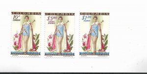 COLOMBIA 1959 MISS UNIVERSE PAGEANT SET SCOTT 697, C317-8 ORCHIDS MINT LH