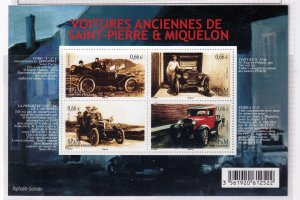 SPM , St. Pierre et Miquelon 2014 - Old automobiles  - MNH S/Sheet  # 1001