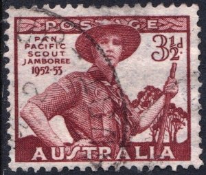 Australia SC#216 3½d Pan-Pacific Scout Jamboree Single (1948) Used