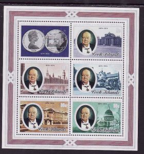 Cook Is.-Sc#421a- id8-unused NH sheet-Winston Churchill-1974-