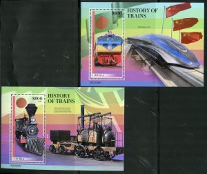 LIBERIA 2022 HISTORY OF TRAINS SET OF TWO SOUVENIR SHEETS MINT NH