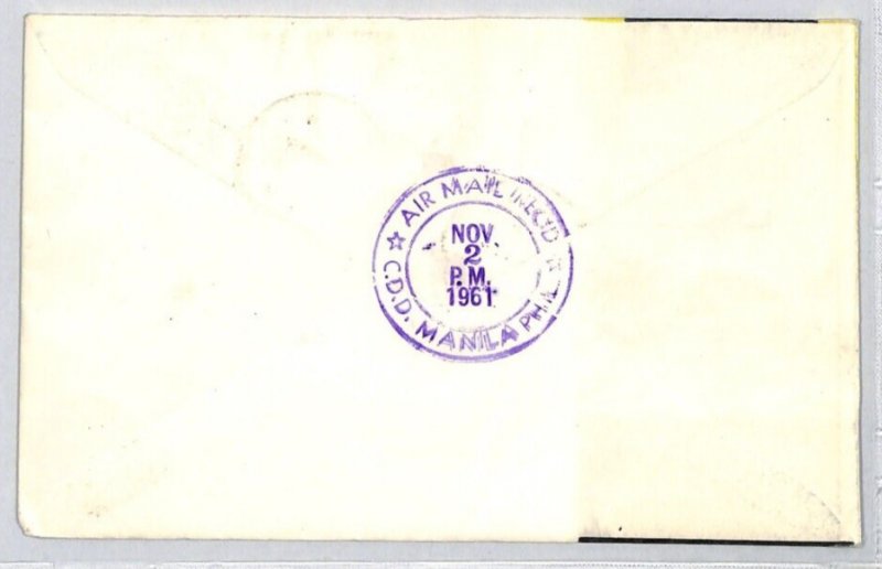 EGYPT UAR Air Mail FIRST FLIGHT BOAC COMET-4 PHILIPPINES Manila 1961 ZD81