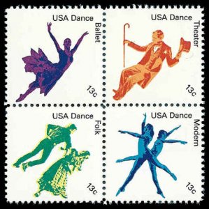 PCBstamps   US #1749/1752a Block 52c(4x13c)American Dance, MNH, (37)