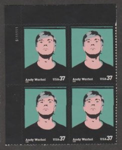 U.S. Scott #3652 Andy Warhol Stamp - Mint NH Plate Block