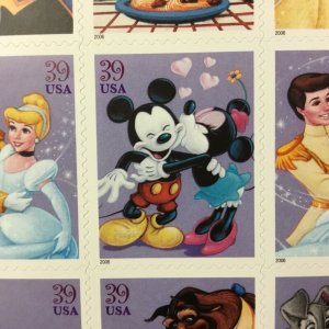 4025-4028   Art of Disney-Romance   MNH 39 c sheet of 20 FV $7.80.  Issued 2006 