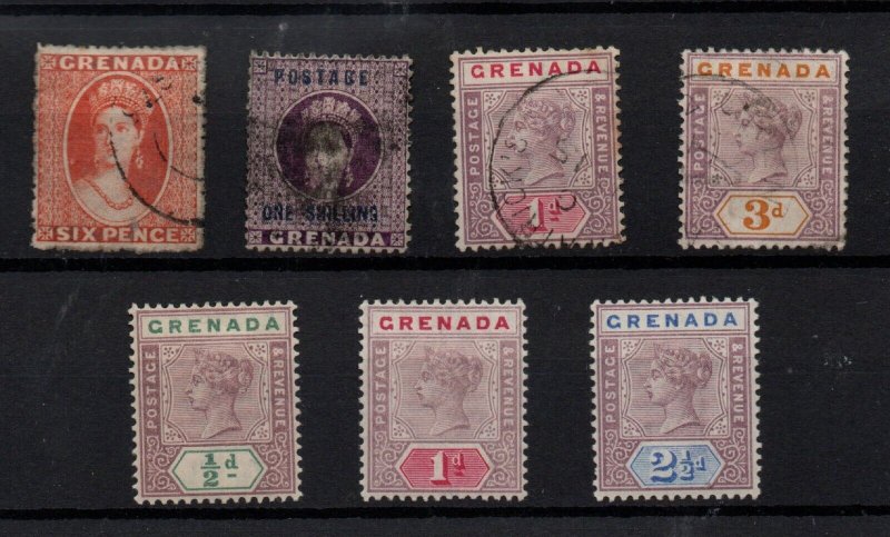 Grenada QV mint & used collection x 7V WS28867 