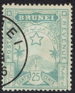 BRUNEI 1895 STAR AND LOCAL SCENE 25C USED