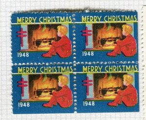 CANADA; 1948 early Local Christmas Stamp issue fine Mint BLOCK