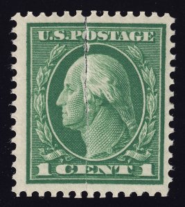 US Scott 405 Mint OG 1c Green (Damage. major cut. Low Cost) Lot AD0007 bhmstamps