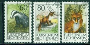 LIECHTENSTEIN Scott 1006-1008  CV $3 CTO Animals