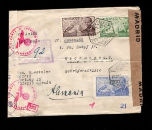 Germany Spain & Munich Censor Various Markings 1943 Including O.15 Mark Cover 3d