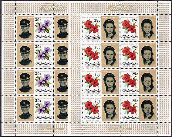 AITUTAKI 1973 Royal Wedding sheetlets MNH...................................7075