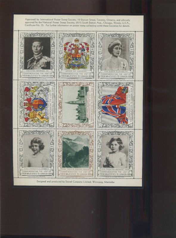 2X 1939 CANADA COMMEMORATES VISIT OF KING GEORGE & QUEEN ELIZABETH POSTER STAMPS