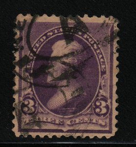 1890  Sc 221 3c purple used single part OG VF