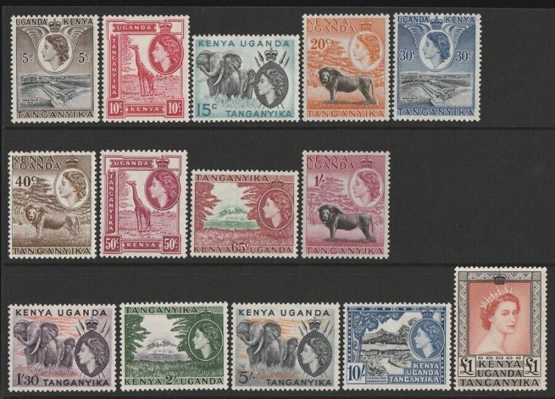 KENYA, UGANDA & TANGANYIKA 1954 QEII Pictorial set 5c-£1. MNH **. 