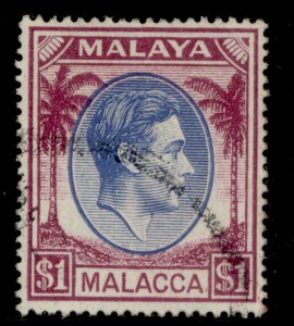 MALAYSIA - Malacca GVI SG15, $1 blue & purple, FINE USED. Cat £35.