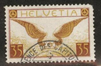 Switzerland Scott C13a 1933 used air post  grilled CV$42.50