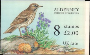 Alderney #99b, Complete Booklet, 1997, Birds, Flowers, Never Hinged