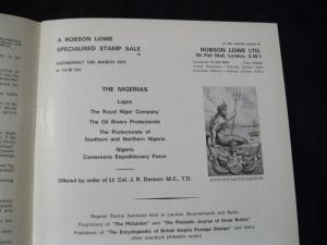 ROBSON LOWE AUCTION CATALOGUE 1971 THE NIGERIAS 'DANSON' COLLECRION