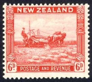 New Zealand Sc# 193 MH (a) 1935 6p red Harvesting