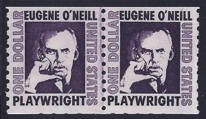 1305C - $1 F-VF Miscut Line Pair Eugene O'Neill L/P Mint NH (STK10)