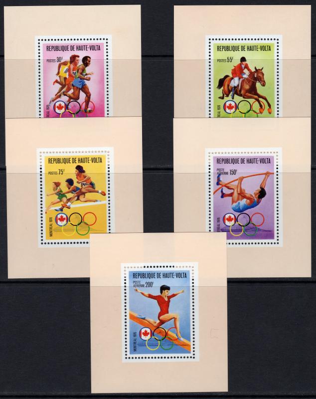 UPPER VOLTA MONTREAL 1976 Sc#390/2 C231/2 OLYMPIC GAMES 5 DELUXE S/S MNH