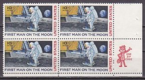 United States, Scott cat. C76. First Men on the Moon, ZIP Block of 4. ^