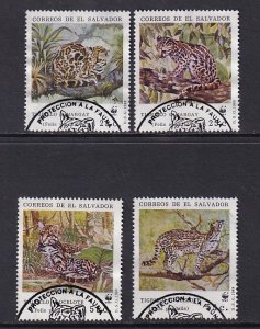 El Salvador  #1194a-1194d  used  1988    WWF   felines