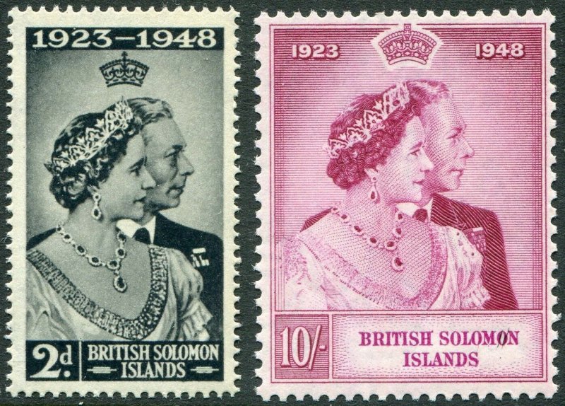 BRITISH SOLOMON ISLANDS-1948 Royal Silver Wedding Set Sg 75-76 UM V48940