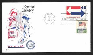 UNITED STATES FDC 45¢ Special Delivery 1969 Cover Craft