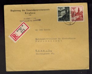 1942 GG Krakow Poland Registered Cover to Vienna Germany Regierung