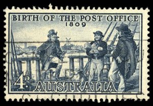 AUSTRALIA Sc 332 USED - 1959 4p -  Birth of Post Office - Postmaster I. Nichols