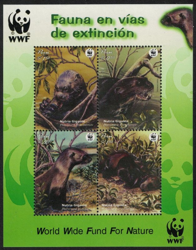 Peru WWF Giant Otter Miniature Sheet SG#MS2260 MI#Block 27 SC#1433