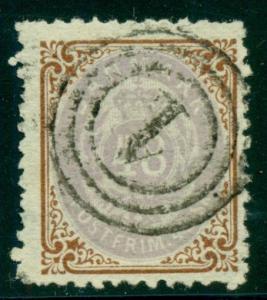 DENMARK #24v (27vm), 48sk bicolor, Line Perf 12½, used, INVERTED WMK, Facit $565