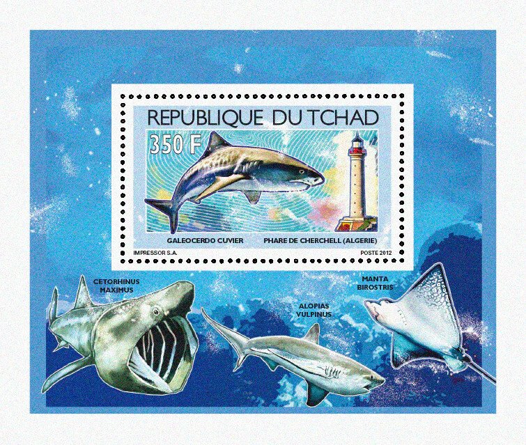 Chad 2012 Imperf. Sharks & Lighthouses Full No. 2539 A- 2542 A - BL. 423 - 426-